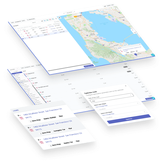 Fleet management dashboard showing route optimization and driver tracking